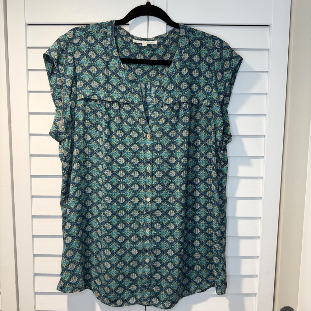 Daniel Rainn Geometric Print Button Front Blouse … - image 13